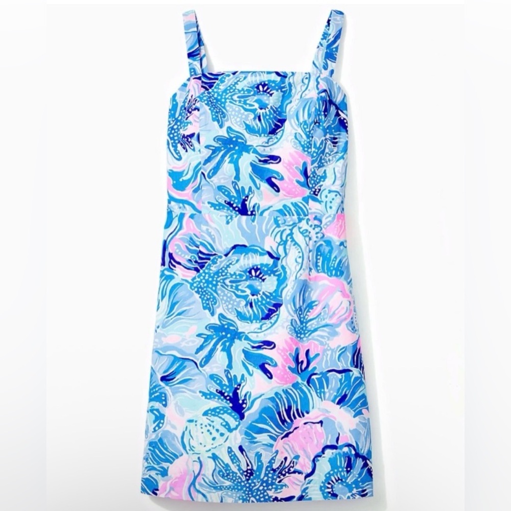Lilly Pulitzer Girls Vivica Dress in Saltwater blue Shade Seekers NWT